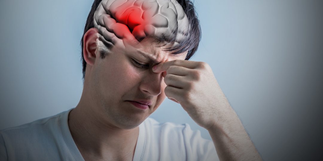 brain stroke concept, headache, cerebral hemorrhage, 3D rendering
